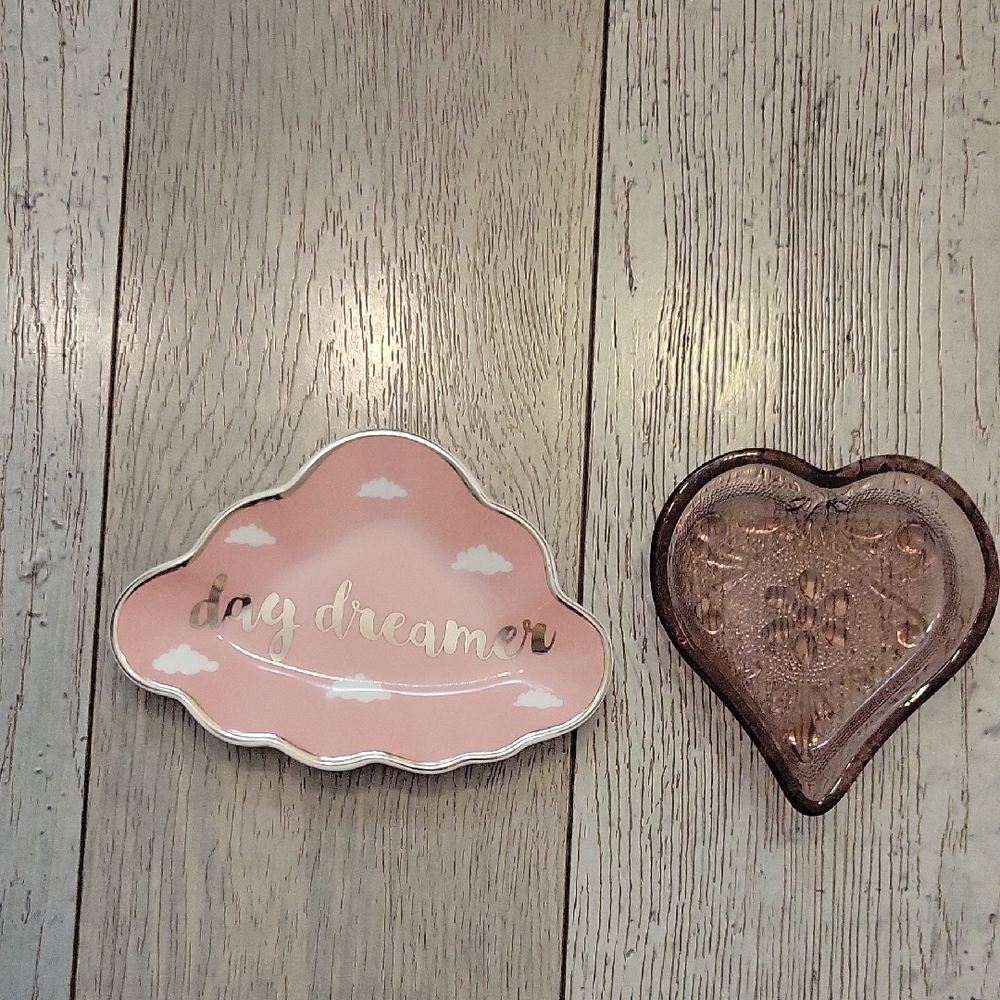 Pink Cloud and Heart Shaped Trinket Dishes
